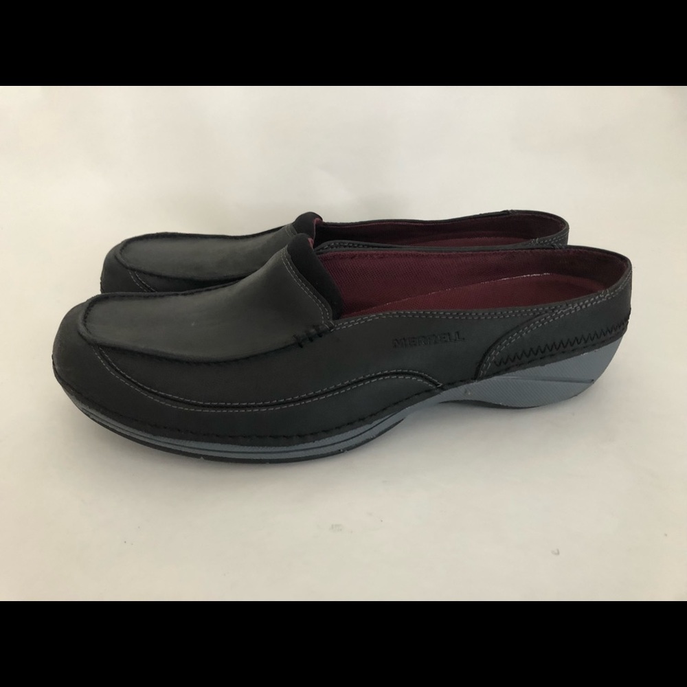 Merrell black leather comfort mules size 9.5